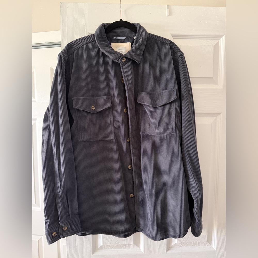 Corduroy Overshirt Jacket in Charcoal Gray - Unbranded